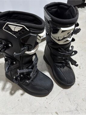 Black Motocross Boots with White Accents kids size 3